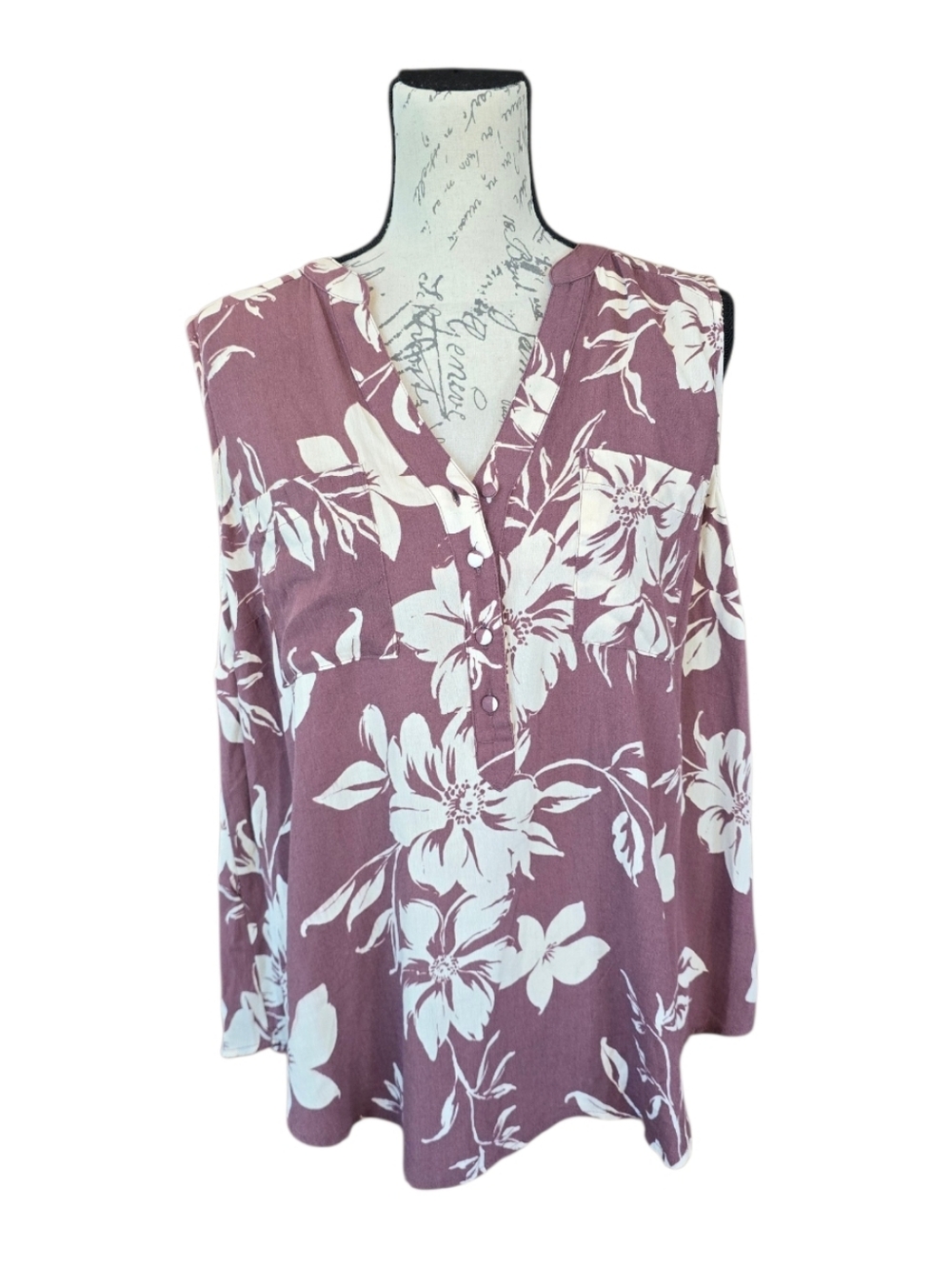 Torrid Harper Emma Floral Print Sleeveless Purple Blouse XL